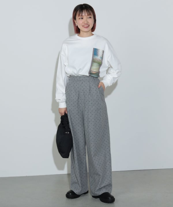 BEAMS HEART（ビームス ハート）フロッキードット タックパンツ