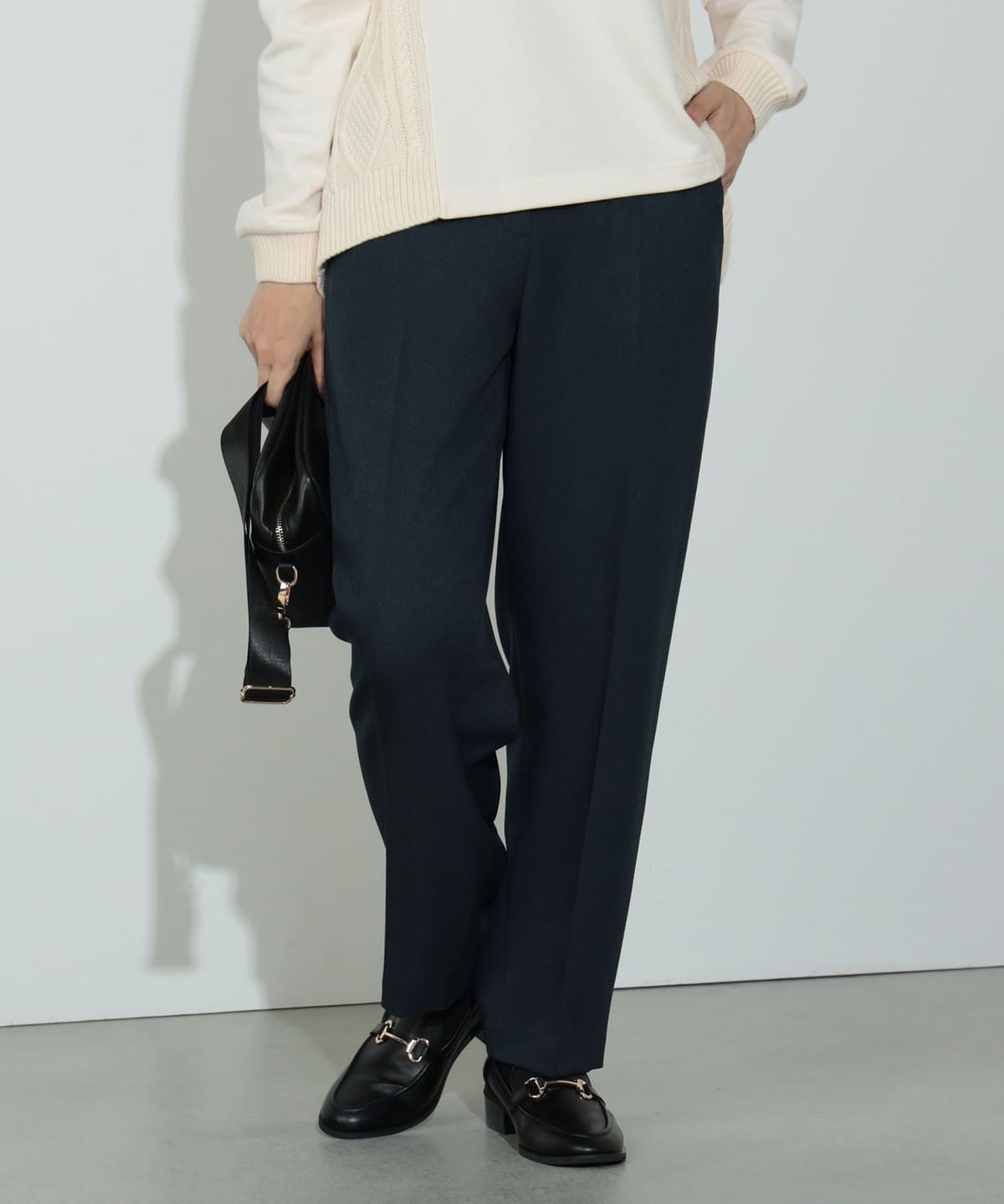 ウールライク テーパードパンツ(S M) パンツ WOMEN NAVY M ウールライク テーパードパンツ(S M) パンツ WOMEN NAVY M