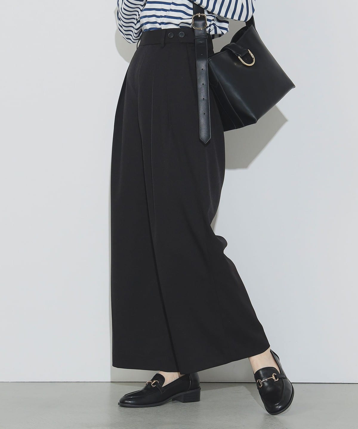 アジャスト タック ワイドパンツ(セットアップ対応) パンツ WOMEN BLACK ONE SIZE アジャスト タック ワイドパンツ(セットアップ対応) パンツ WOMEN BLACK ONE SIZE