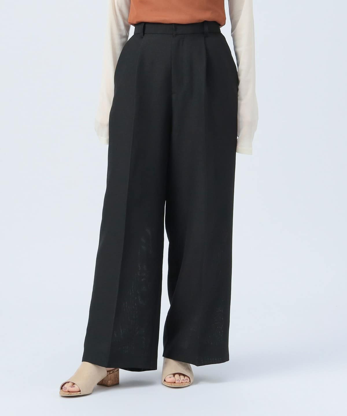バスケット織り タックパンツ(セットアップ対応) パンツ WOMEN BLACK ONE SIZE バスケット織り タックパンツ(セットアップ対応) パンツ WOMEN BLACK ONE SIZE