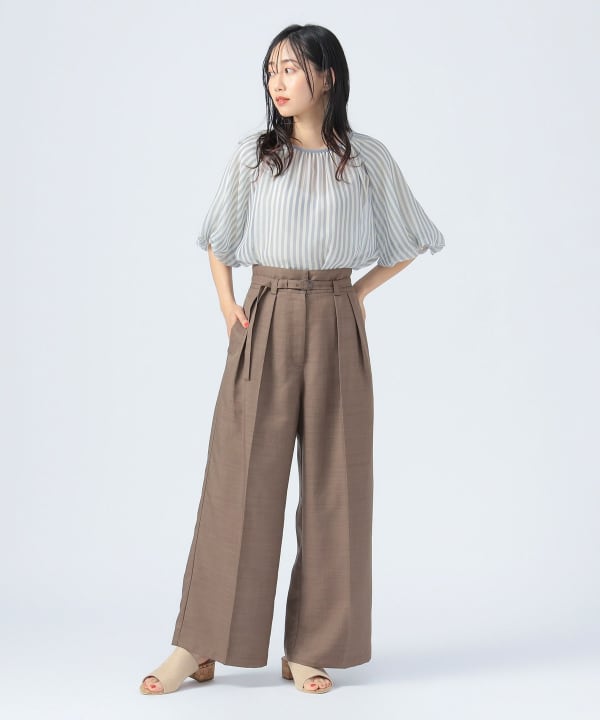 ♡さま専用 BEAMS HEART BEAMS HEART限時特賣】高腰2條褶寬褲（褲子、休閒褲