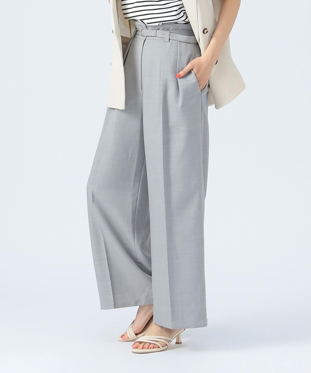 ハイウエスト 2タック ワイド パンツ パンツ WOMEN LIGHT GREY ONE SIZE ハイウエスト 2タック ワイド パンツ パンツ WOMEN LIGHT GREY ONE SIZE