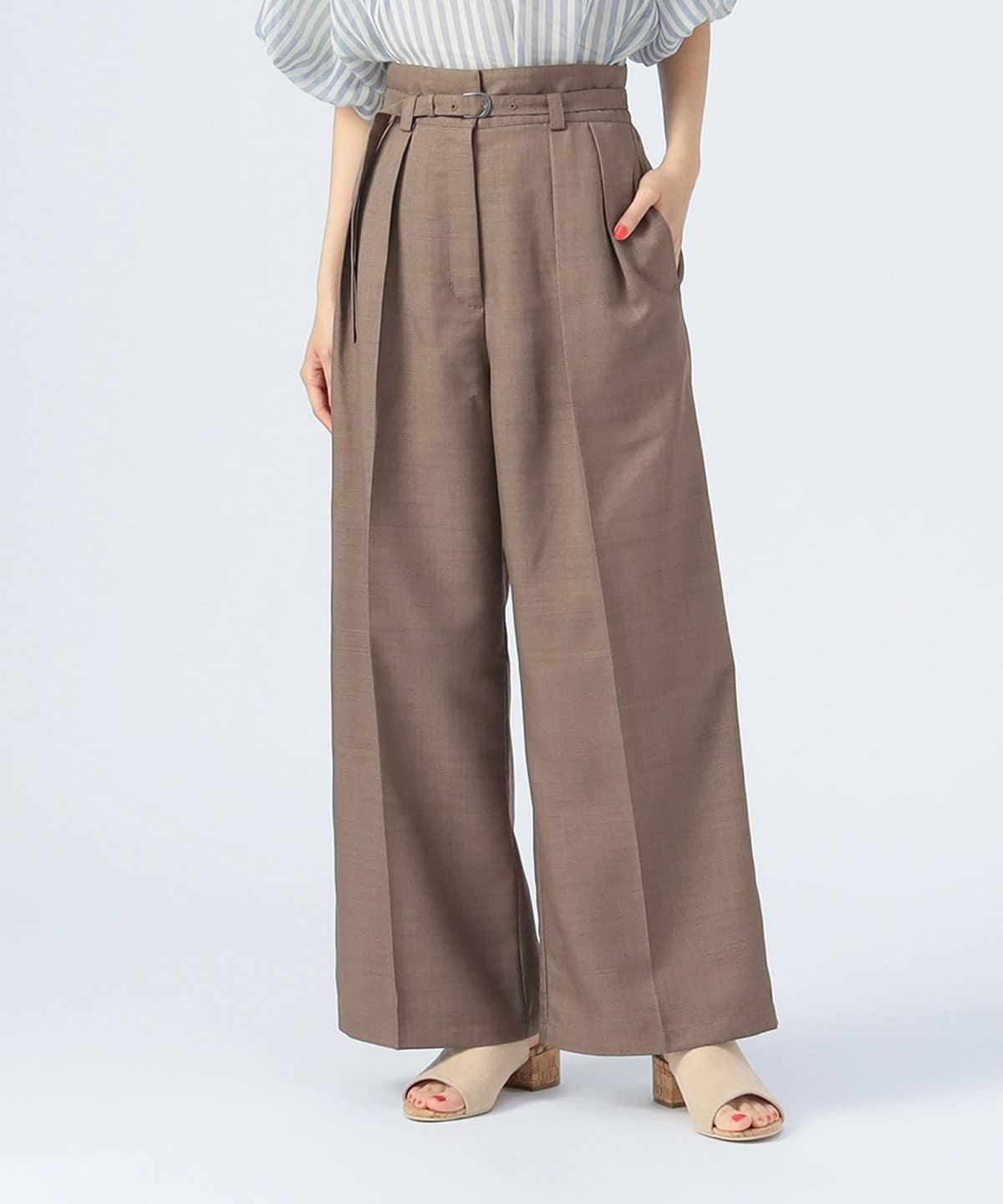 ハイウエスト 2タック ワイドパンツ パンツ WOMEN BROWN ONE SIZE ハイウエスト 2タック ワイドパンツ パンツ WOMEN BROWN ONE SIZE