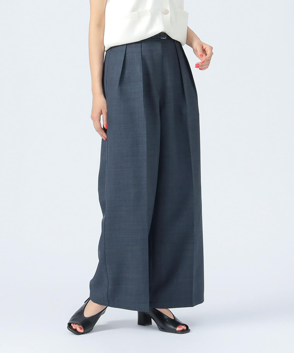 ハイウエスト 2タック ワイド パンツ パンツ WOMEN GREYISH BLUE ONE SIZE ハイウエスト 2タック ワイド パンツ パンツ WOMEN GREYISH BLUE ONE SIZE