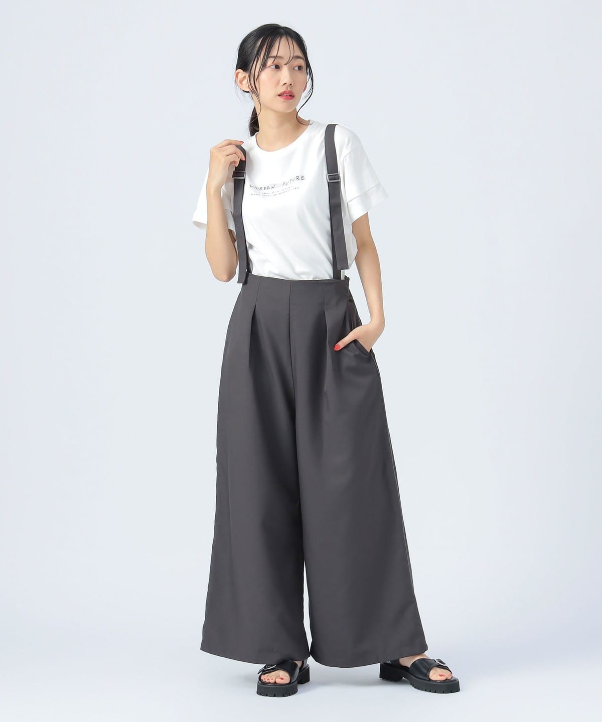 BEAMS HEART(ビームス ハート)サス付き ワイド ラインパンツ BEAMS HEART(ビームス ハート)サス付き ワイド ラインパンツ