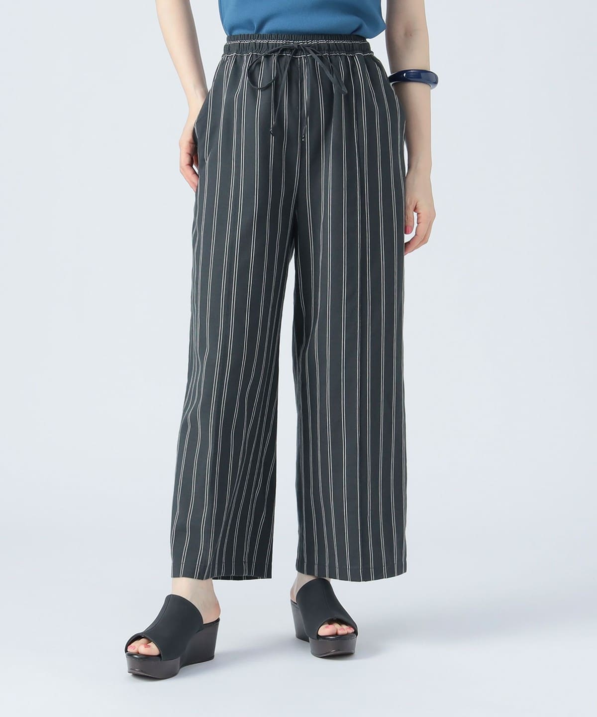 先染め ストライプ パンツ パンツ WOMEN CHARCOAL ONE SIZE 先染め ストライプ パンツ パンツ WOMEN CHARCOAL ONE SIZE