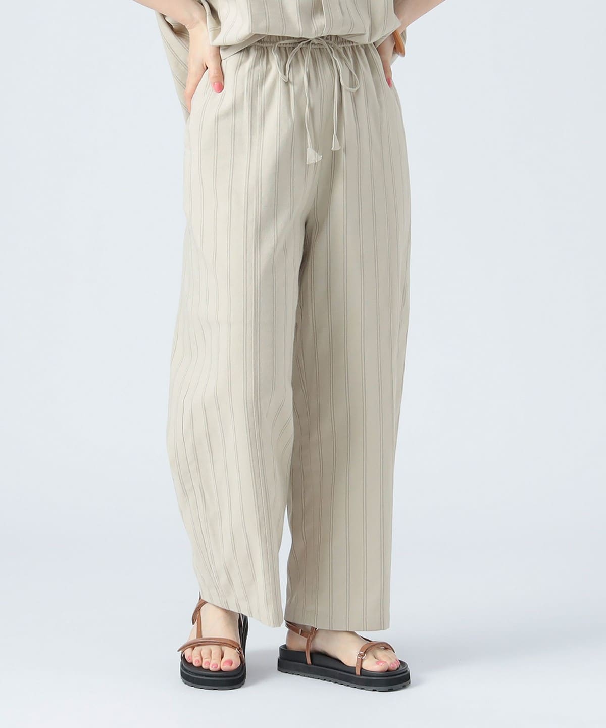 先染め ストライプ パンツ パンツ WOMEN BEIGE ONE SIZE 先染め ストライプ パンツ パンツ WOMEN BEIGE ONE SIZE