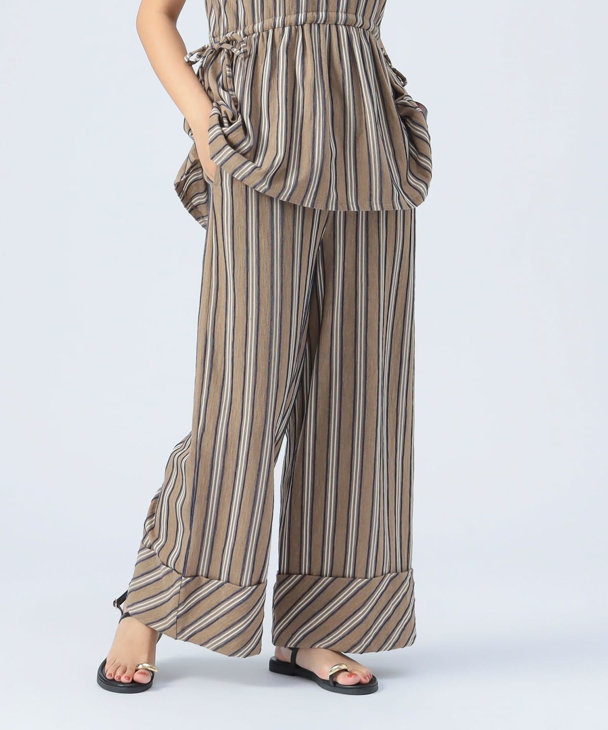 ストライプ ジャカード パンツ パンツ WOMEN BROWN ONE SIZE ストライプ ジャカード パンツ パンツ WOMEN BROWN ONE SIZE