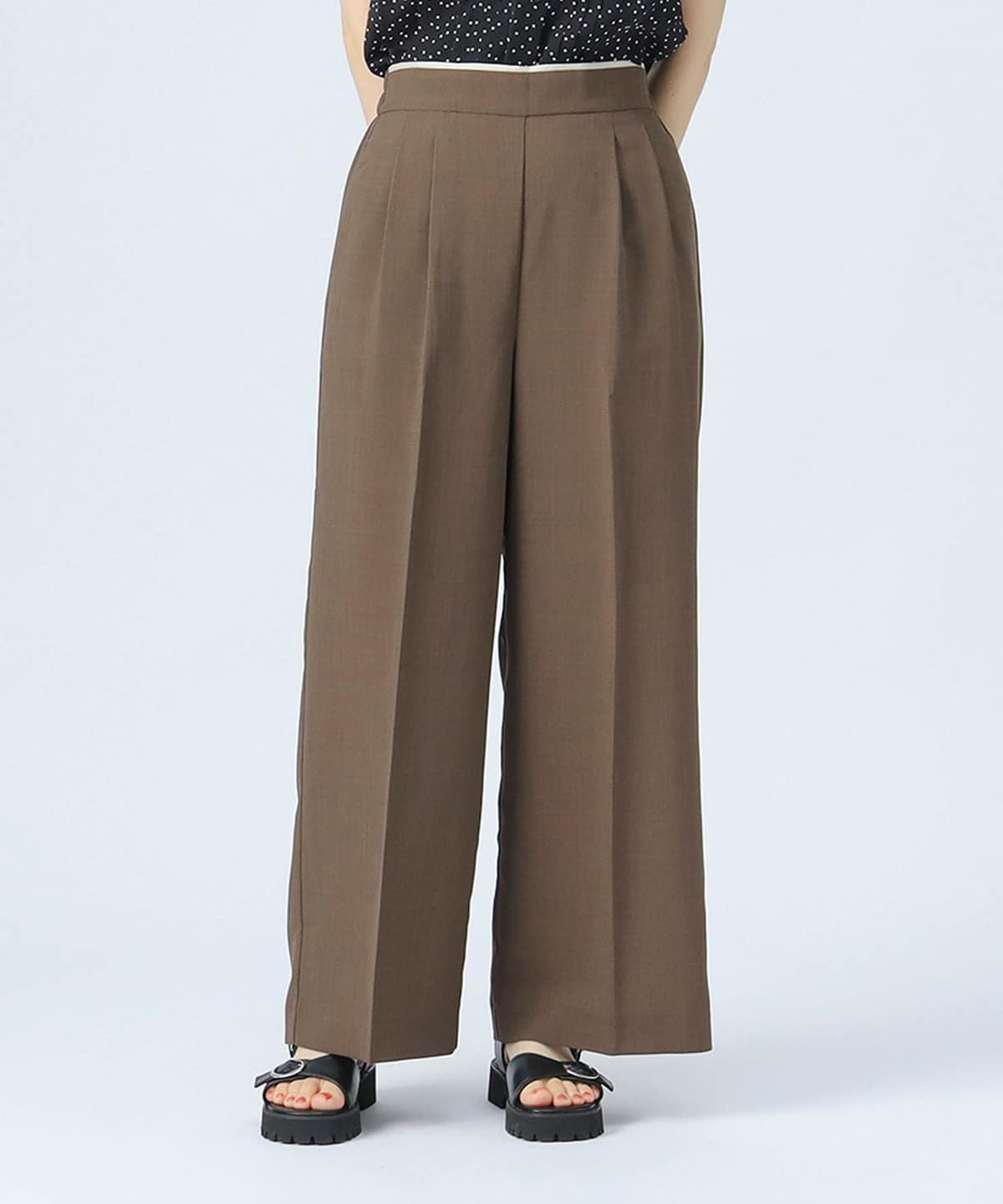 交織 タック パンツ パンツ WOMEN BROWN ONE SIZE 交織 タック パンツ パンツ WOMEN BROWN ONE SIZE