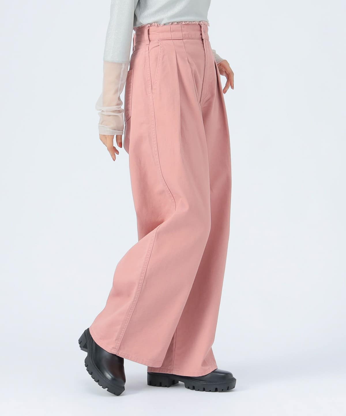 2タック カラーパンツ パンツ WOMEN PINK S 2タック カラーパンツ パンツ WOMEN PINK S