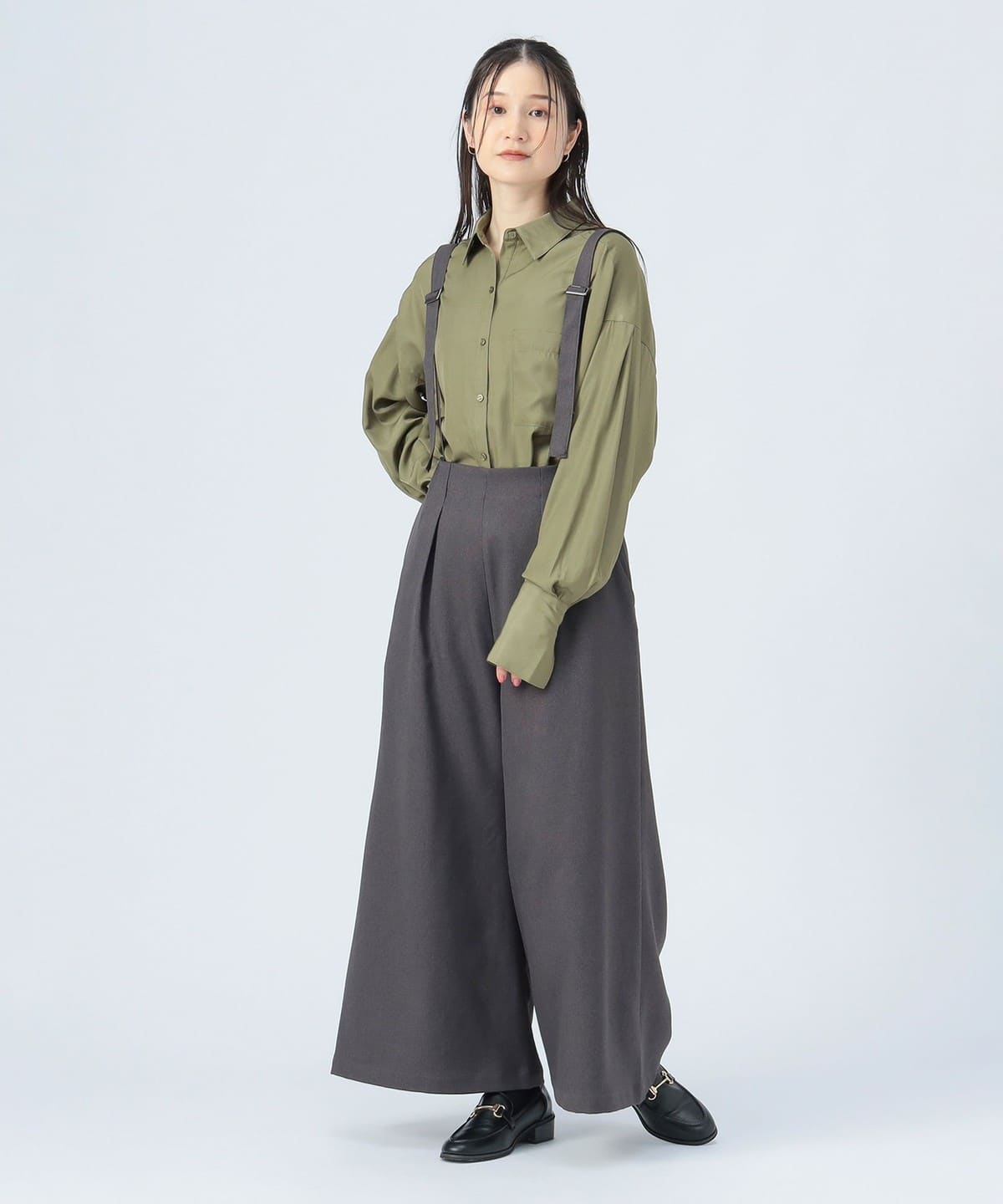 BEAMS HEART（ビームス ハート）サスペンダー付き ハイウエストパンツ