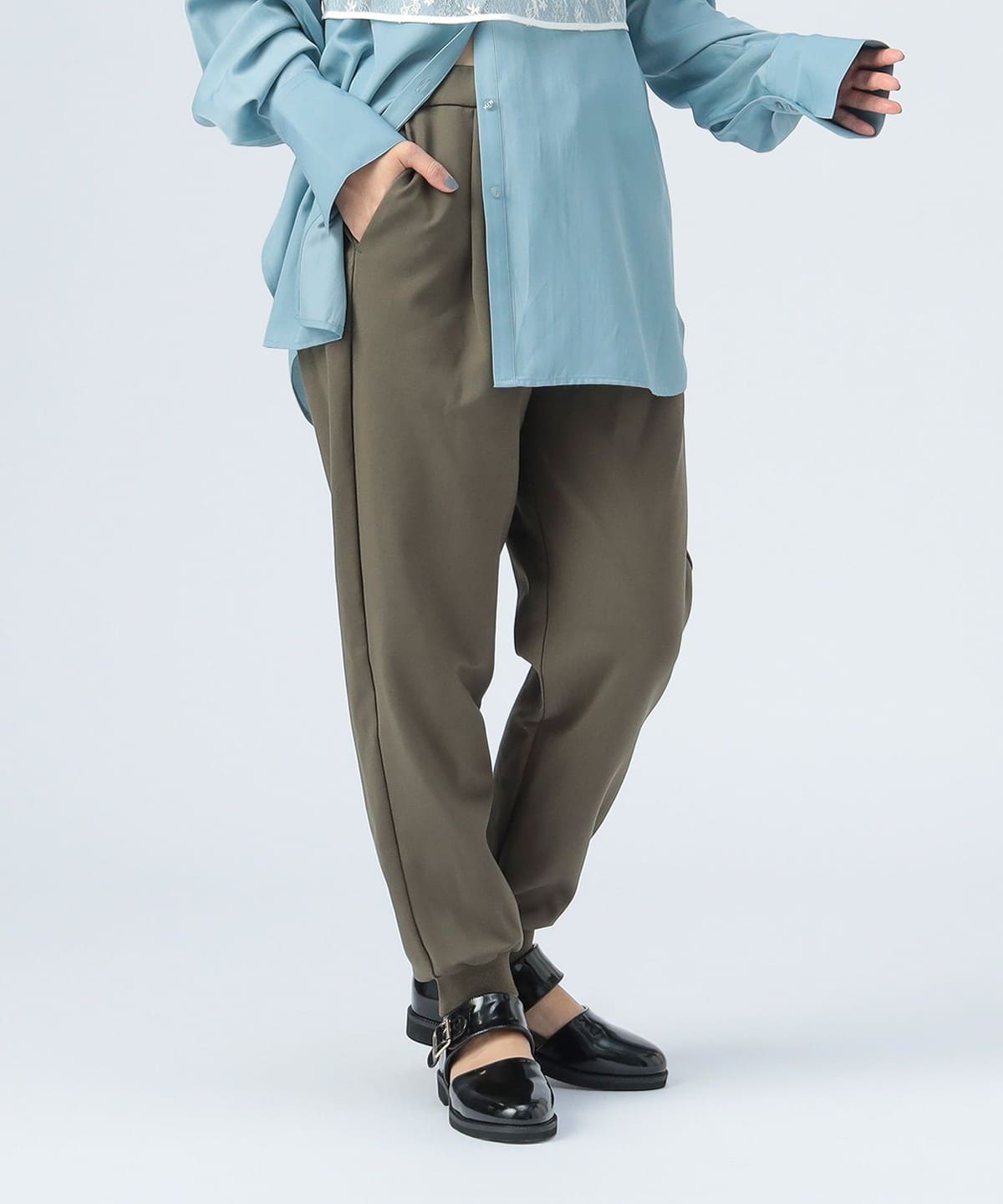 裾 リブ イージー パンツ パンツ WOMEN OLIVE S 裾 リブ イージー パンツ パンツ WOMEN OLIVE S