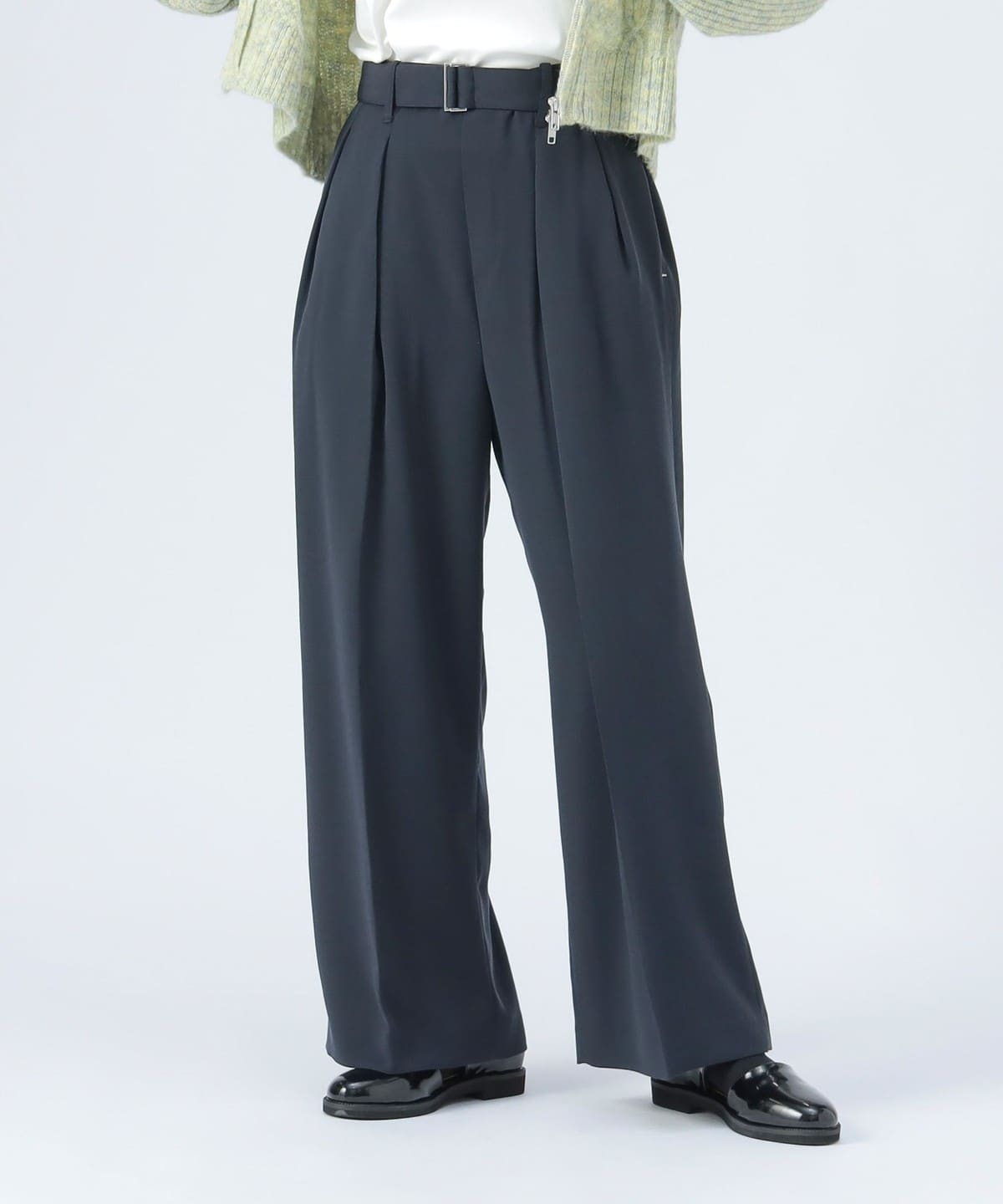 配色 ベルト タック パンツ パンツ WOMEN NAVY ONE SIZE 配色 ベルト タック パンツ パンツ WOMEN NAVY ONE SIZE