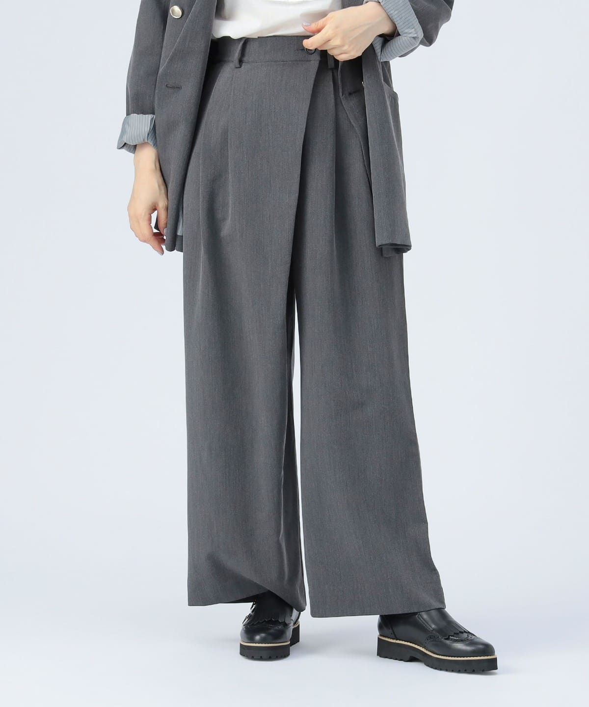 ラップ タック スラックス パンツ WOMEN GREY ONE SIZE ラップ タック スラックス パンツ WOMEN GREY ONE SIZE