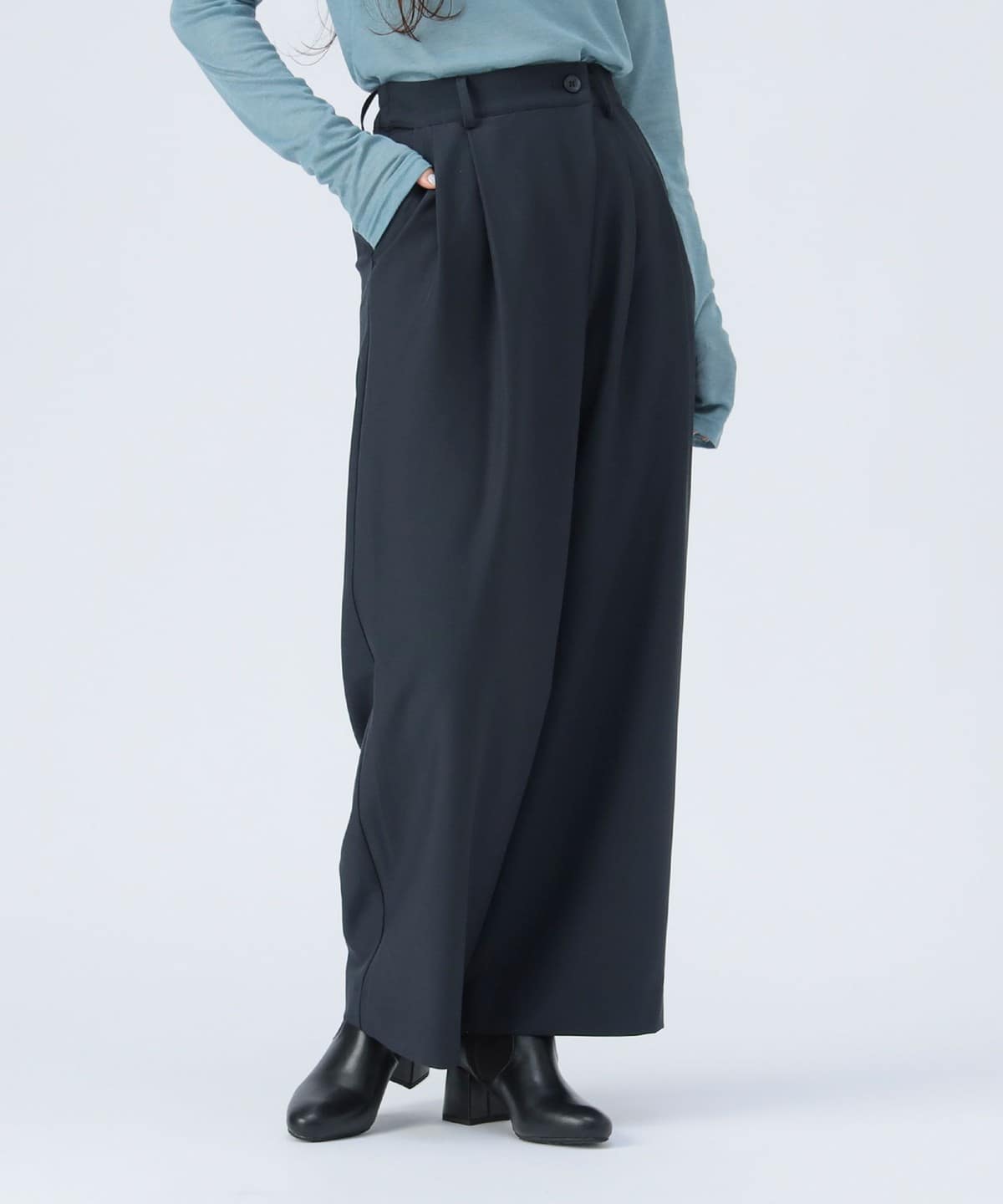 ラップ タック スラックス パンツ WOMEN NAVY ONE SIZE ラップ タック スラックス パンツ WOMEN NAVY ONE SIZE
