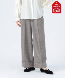 【+15%ポイントUP】ネップ 裾ダブル パンツ