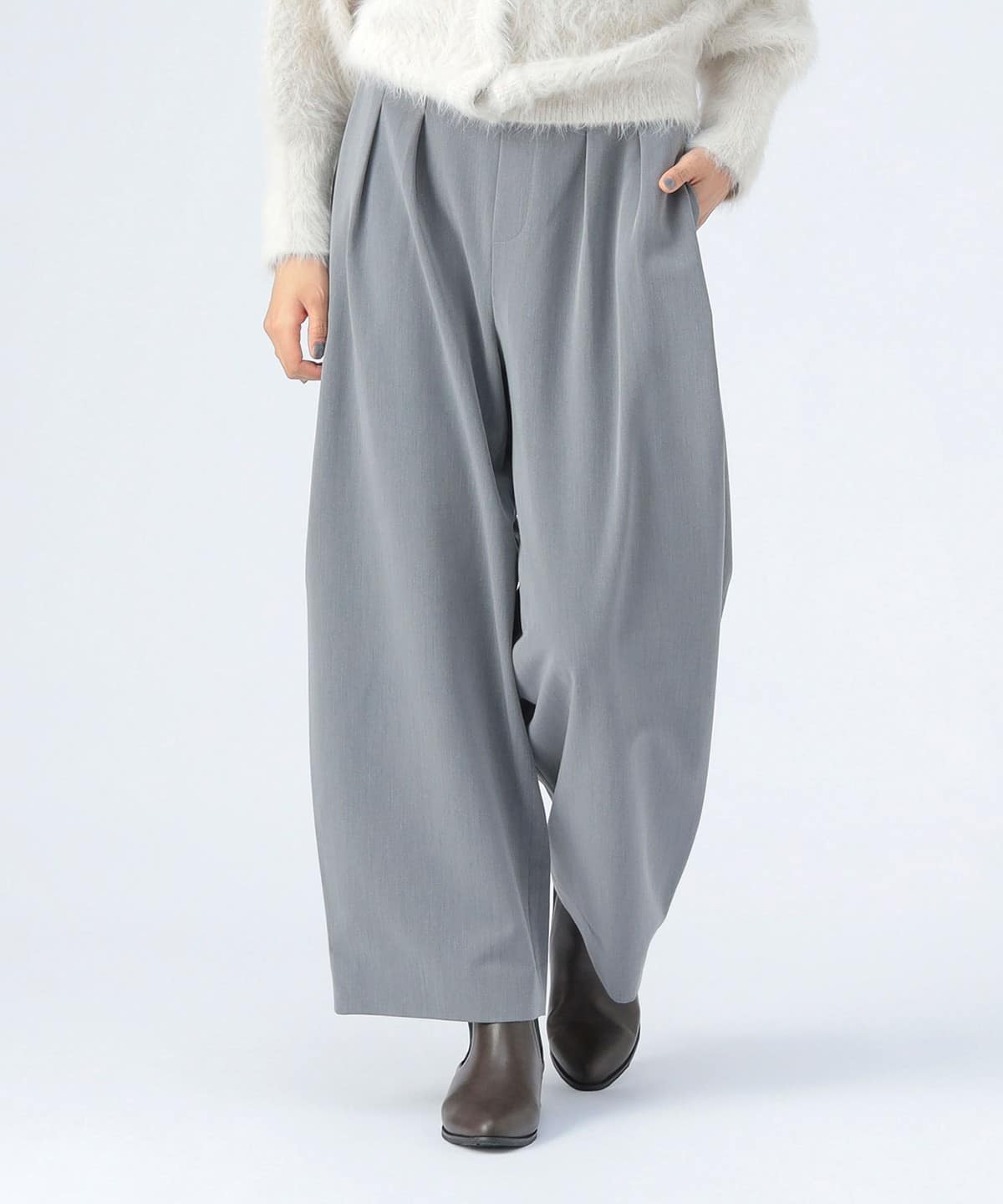 アジャスト タック ワイドパンツ(セットアップ対応) パンツ WOMEN GREY ONE SIZE アジャスト タック ワイドパンツ(セットアップ対応) パンツ WOMEN GREY ONE SIZE