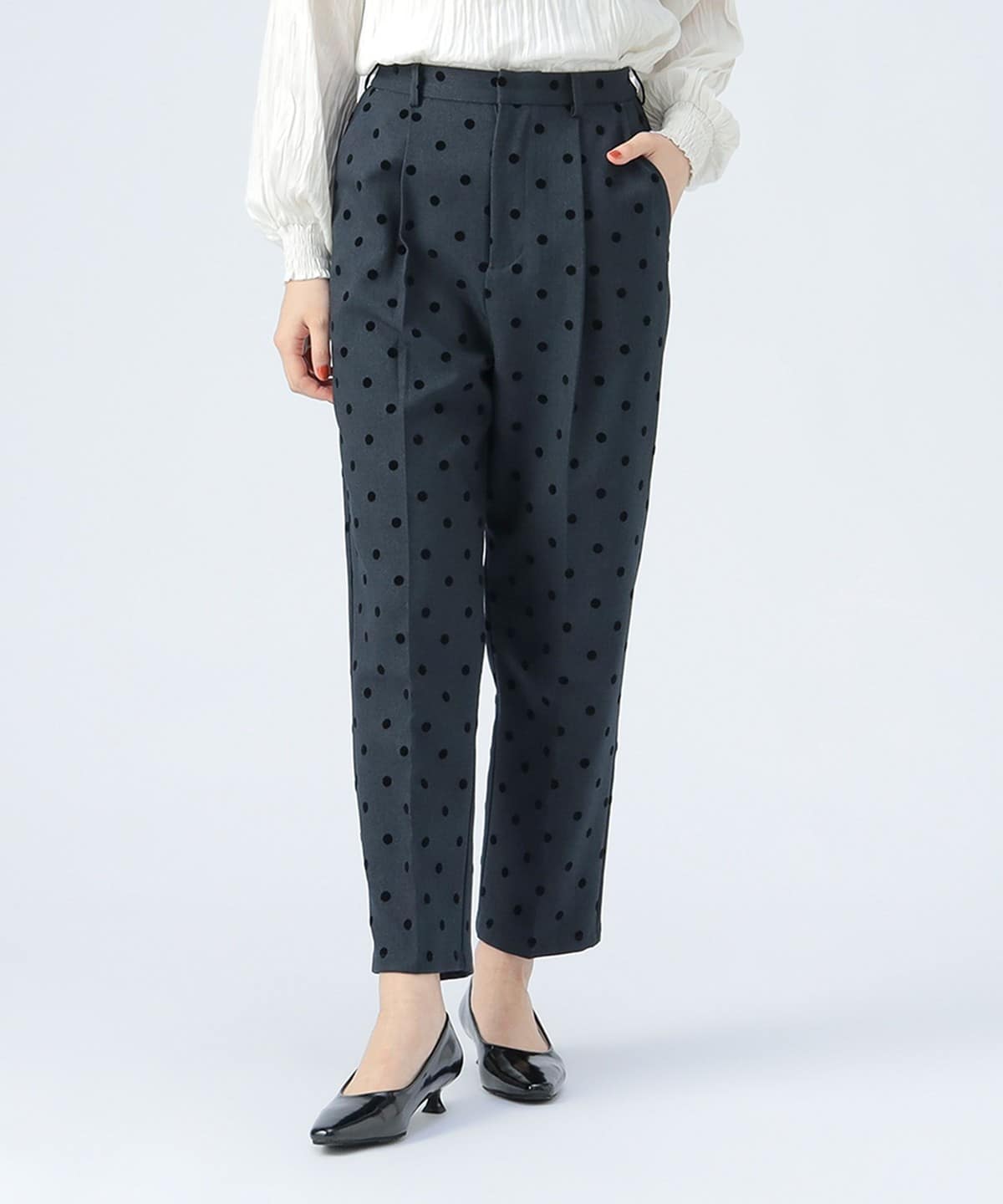 フロッキー ドット パンツ パンツ WOMEN NAVY ONE SIZE