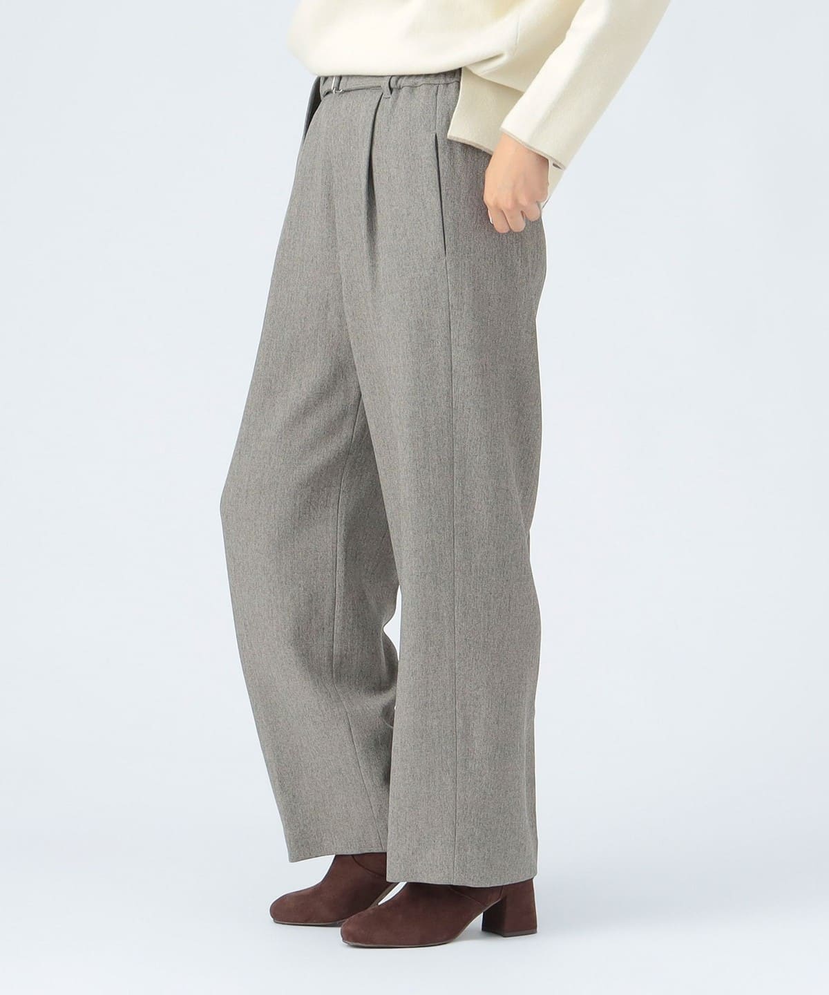 杢ベルト付き パンツ パンツ WOMEN GREY ONE SIZE