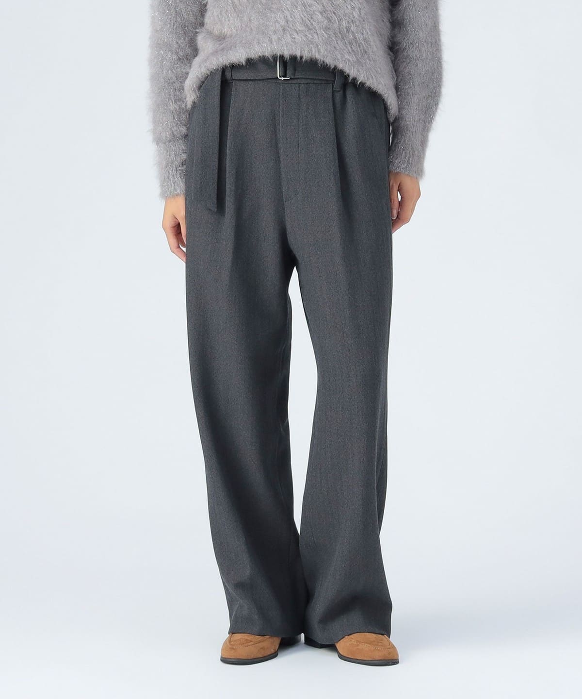 杢ベルト付き パンツ パンツ WOMEN CHARCOAL ONE SIZE