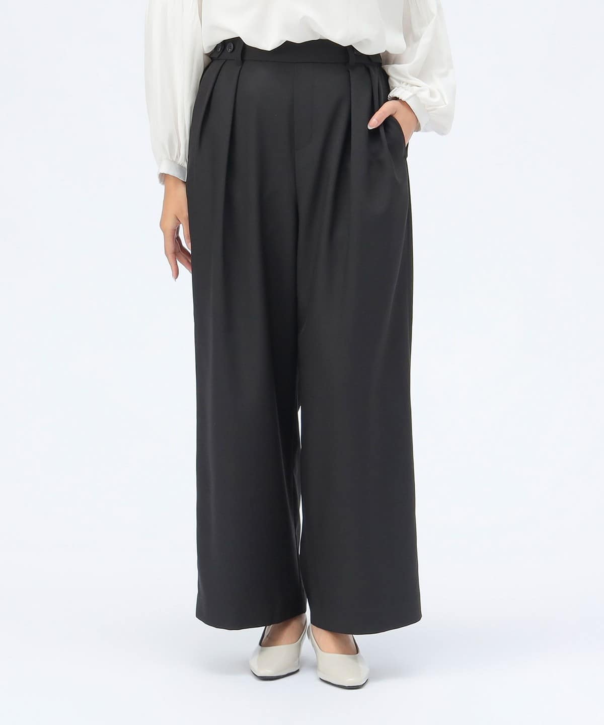 アジャスト ワイドパンツ(セットアップ対応) パンツ WOMEN BLACK ONE SIZE アジャスト ワイドパンツ(セットアップ対応) パンツ WOMEN BLACK ONE SIZE