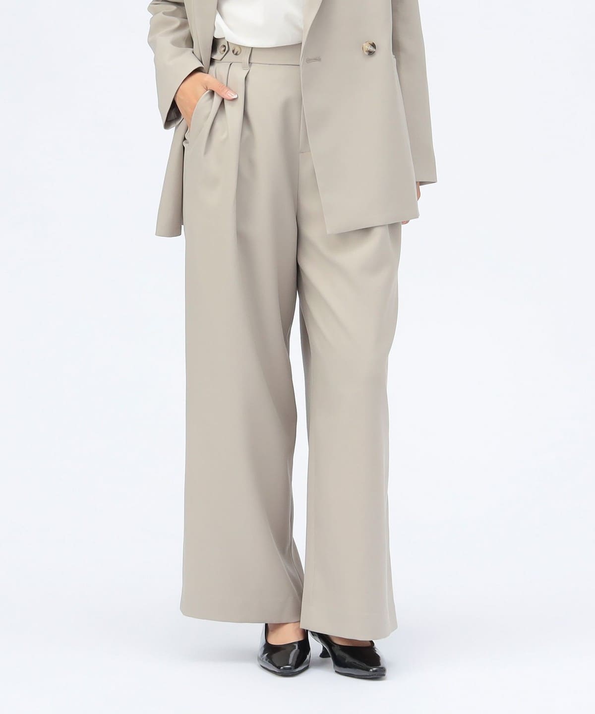 アジャスト ワイドパンツ(セットアップ対応) パンツ WOMEN GREIGE ONE SIZE アジャスト ワイドパンツ(セットアップ対応) パンツ WOMEN GREIGE ONE SIZE