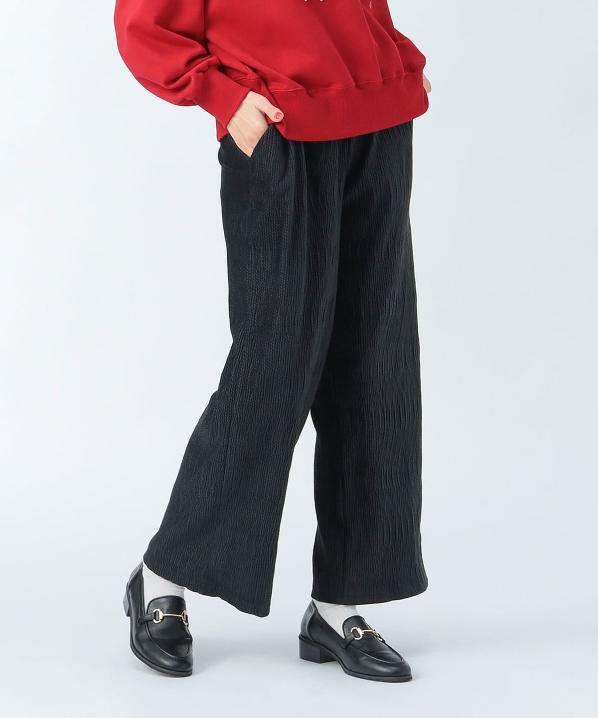 楊柳 ベロア パンツ パンツ WOMEN BLACK ONE SIZE