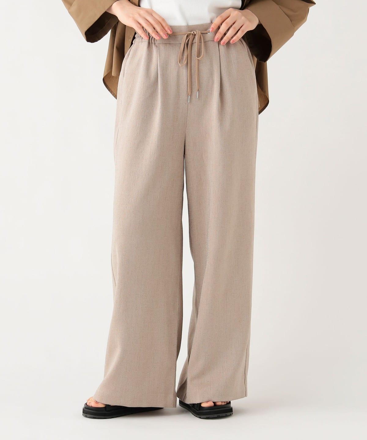 美品！BEAMS HEART　スーツセットアップ　L　ベージュ　イージーパンツ BEAMS HEART（ビームス ハート）リネンライク イージー ワイドパンツ