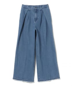 フロントタック カットオフ デニムパンツ