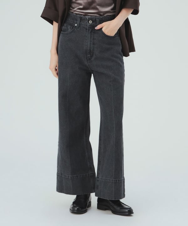 センタープレス ワイド デニム パンツ