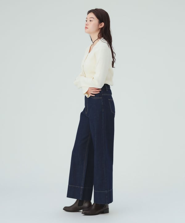 センタープレス ワイド デニム パンツ