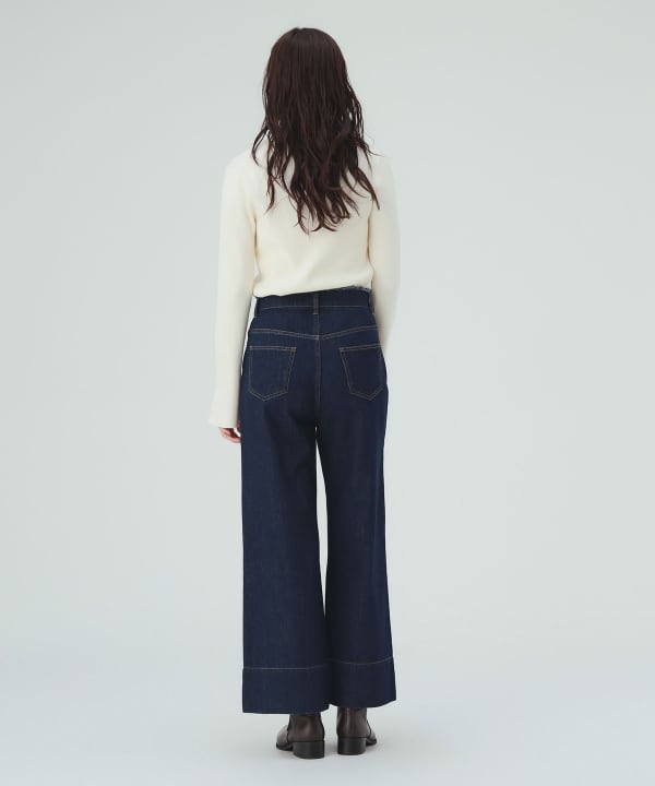 センタープレス ワイド デニム パンツ