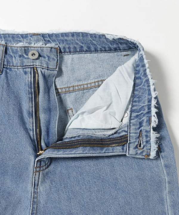 センタープレス ワイド デニム パンツ