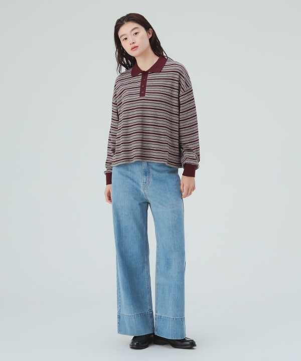 センタープレス ワイド デニム パンツ