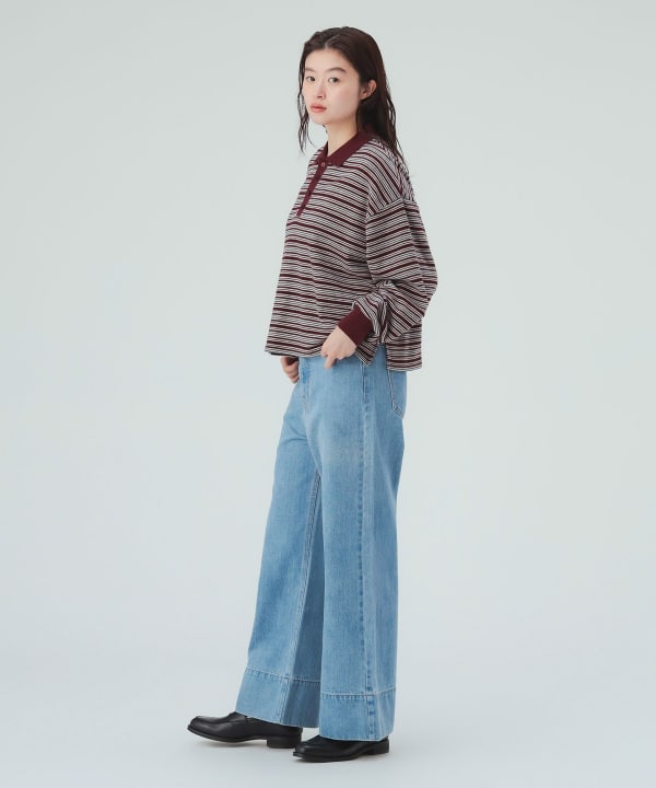 センタープレス ワイド デニム パンツ