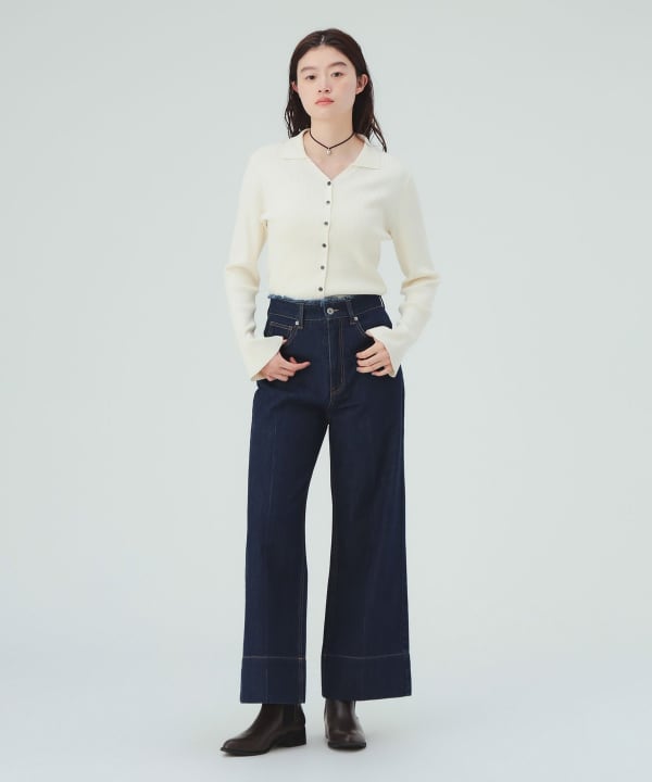 センタープレス ワイド デニム パンツ