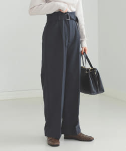 ベルト付き ワンタック ワイドパンツ