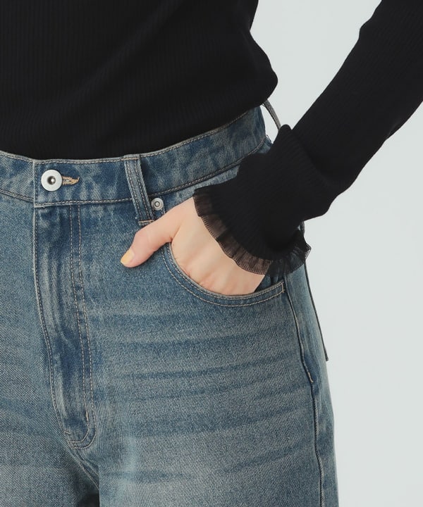 【10%OFFクーポン対象】ワイド ストレート デニム パンツ