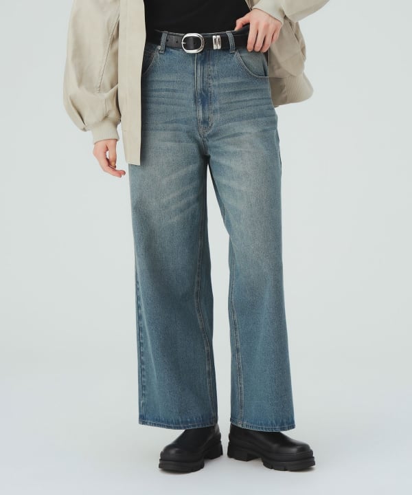 【10%OFFクーポン対象】ワイド ストレート デニム パンツ [H：171cm Size：M]