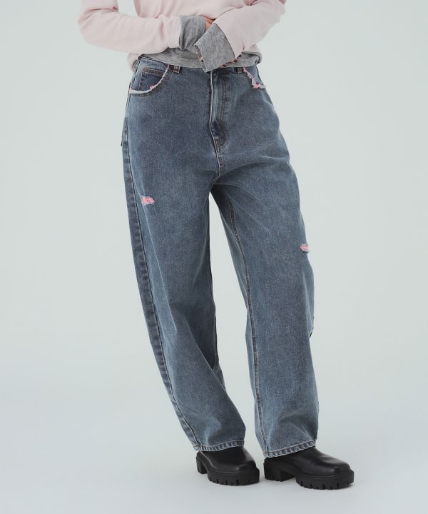 カラーダメージ コクーン デニムパンツ  [H：168cm Size：M]