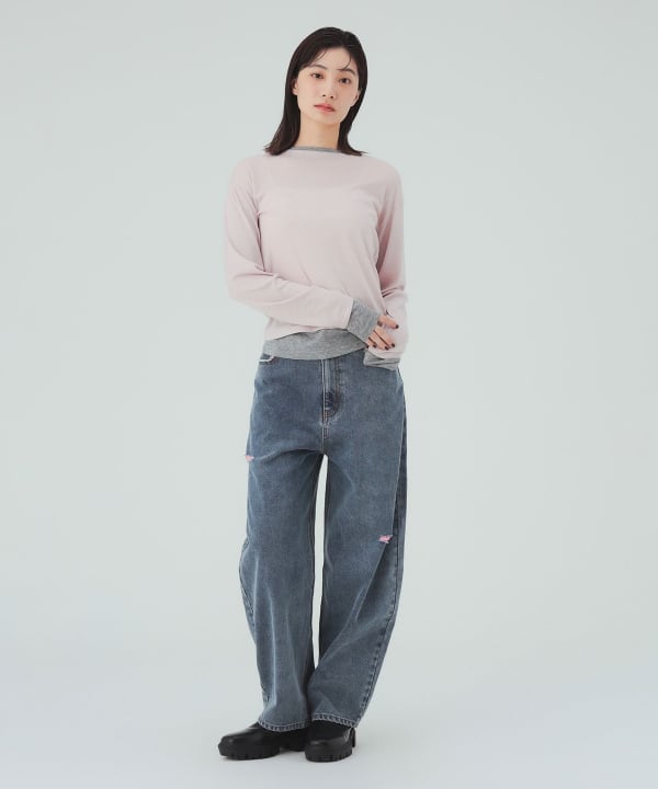カラーダメージ コクーン デニムパンツ  [H：168cm Size：M]