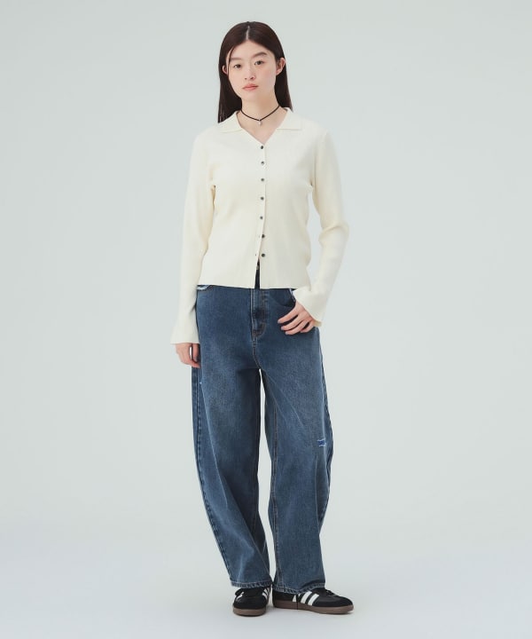 カラーダメージ コクーン デニムパンツ  [H：171cm Size：M]