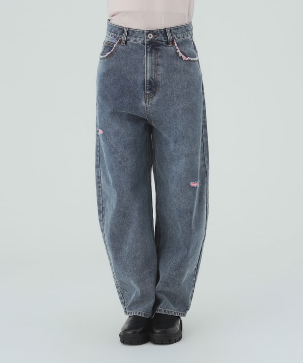 カラーダメージ コクーン デニムパンツ  [H：171cm Size：M]