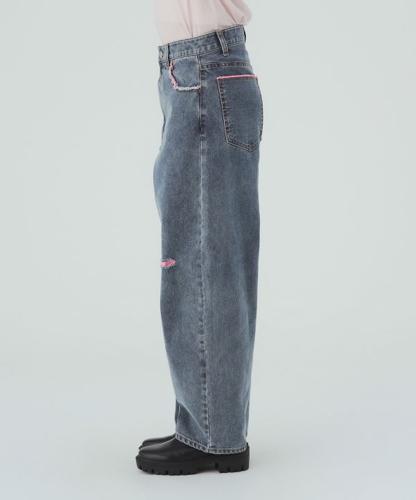 カラーダメージ コクーン デニムパンツ  [H：171cm Size：M]