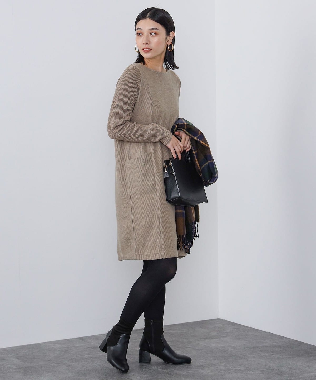 【6/5再値下げ】異素材コンビ ニットワンピース(洗濯機可能) ワンピース WOMEN MOCHA ONE SIZE 【6/5再値下げ】異素材コンビ ニットワンピース(洗濯機可能) ワンピース WOMEN MOCHA ONE SIZE