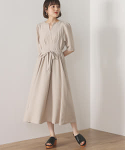麻調 ウエストタック ワンピース