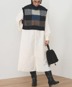 BEAMS HEART / ニットベスト シャツワンピース 2Pセット