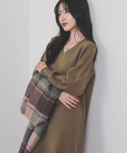 BEAMS HEART / Vネック ロングニットワンピース