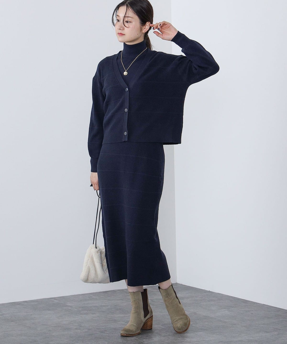 ニットアンサンブル × スカート (セットアイテム) ワンピース WOMEN NAVY ONE SIZE ニットアンサンブル × スカート (セットアイテム) ワンピース WOMEN NAVY ONE SIZE
