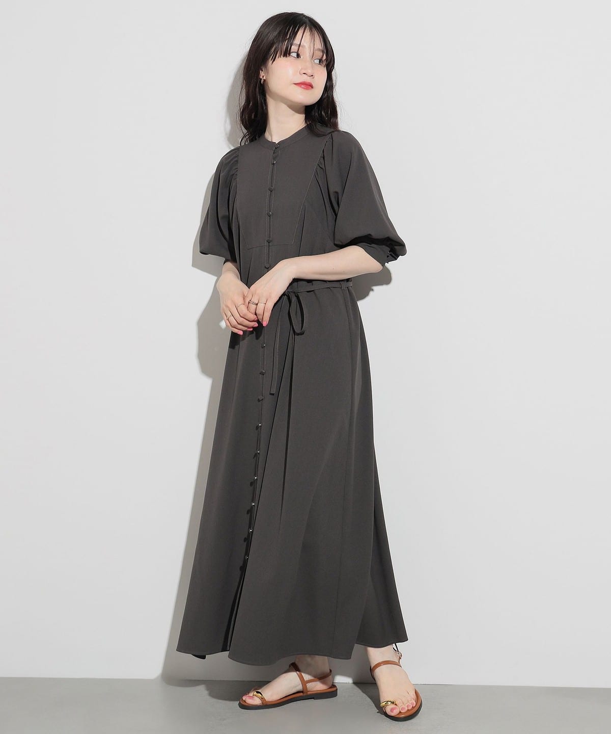 BEAMS HEART (BEAMS HEART) BEAMS HEART / linen-like gathered dress (one  piece dress) mail order | BEAMS